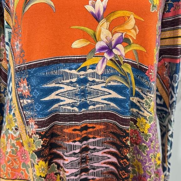 Johnny Was Allie Flower V-Neck Longs Sleeve Blouse Tee - Picture 3 of 6